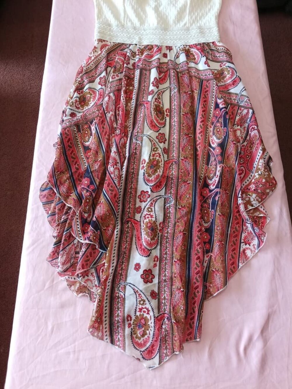 Strapless Boho High Low Dress
